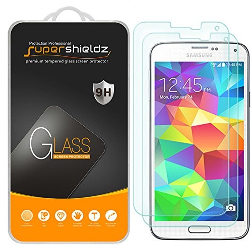 Supershieldz [2-Pack] for Samsung Galaxy S5 Tempered Glass Screen Protector, Anti-Scratch, Anti-Fingerprint, Bubble Free, Lifetime Replacement