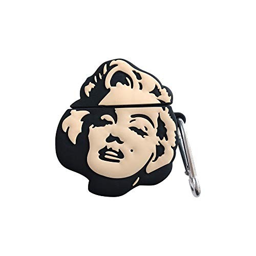 Gorgeous 3D Marilyn Monroe Case for Airpods 1st/2nd, Marilyn Monroe Silicone Airpods Cover, Funny Fun Cool Keychain Design Skin,Fashion Cases for Apple AirPods 2 and 1 (Monroe)