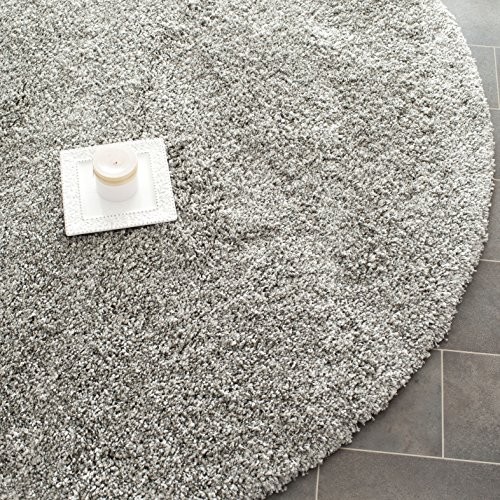 Safavieh California Premium Shag Collection SG151-7575 Silver Round Area Rug (8'6" Diameter)