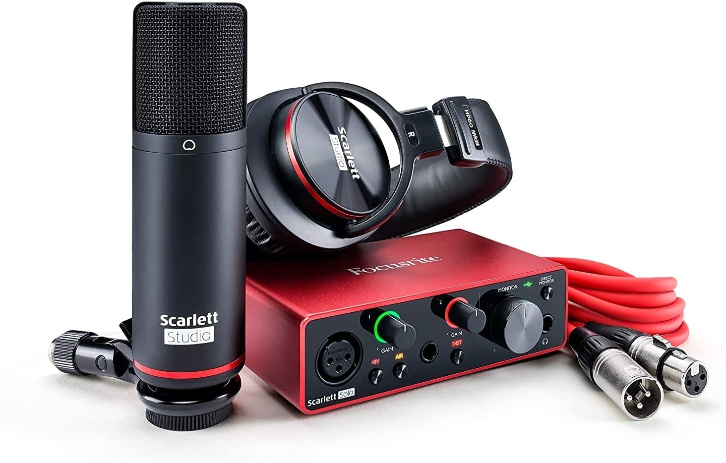 Focusrite Scarlett Solo Studio 3rd Gen USB Audio Interface Bundle for the Guitarist, Vocalist or Producer with Condenser Microphone and Headphones for Recording, Songwriting, Streaming, and Podcasting