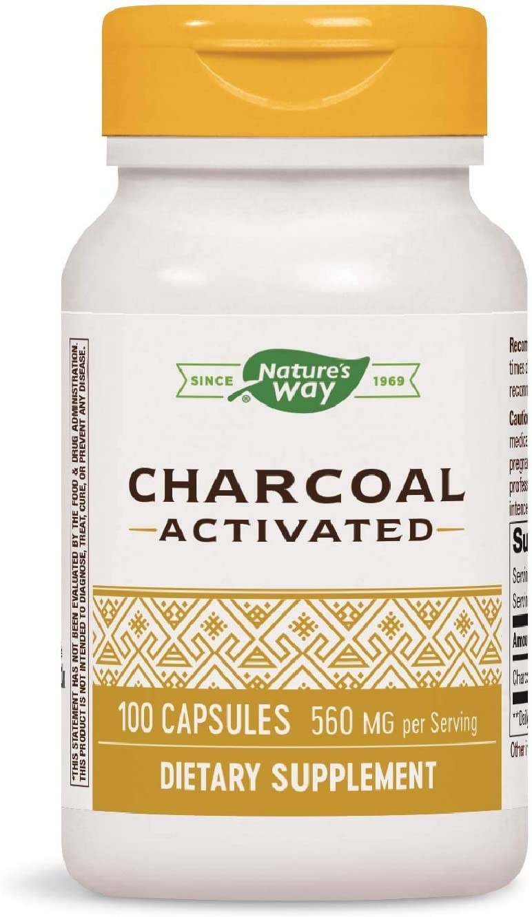 Nature's Way Activated Charcoal Supplement, Gluten-Free, 100 Capsules (Packaging May Vary) 
