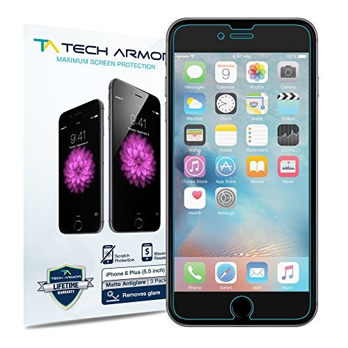 Tech Armor Matte Anti-Glare/Anti-Fingerprint Film Screen Protector for Apple iPhone 6S Plus / iPhone 6 Plus (5.5-inch) [3-Pack]