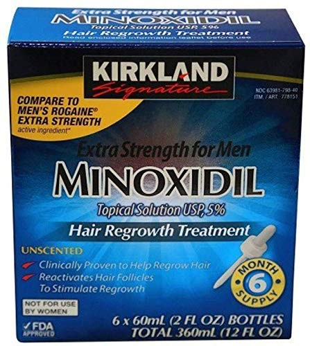 Minoxidil-5% Extra Strength Hair Regrowth for Men, 3 Count, 2 Ounce Bottles