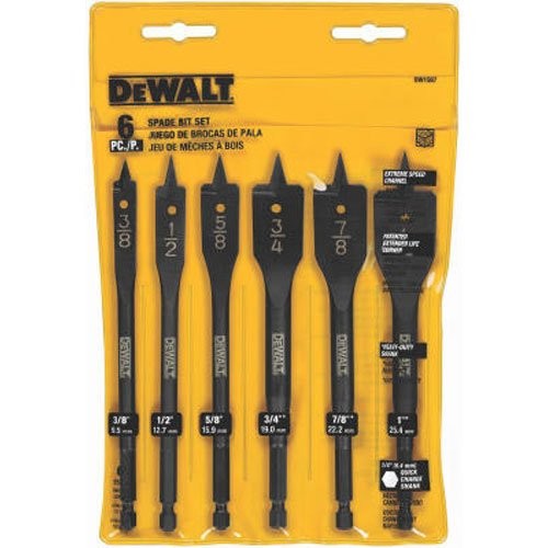 DEWALT DW1587 6 Bit 3/8-Inch to 1-Inch Spade Drill Bit Assortment