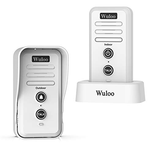 Wuloo Wireless Intercom Doorbell Chime for Home Intercomunicador (1&1-White)