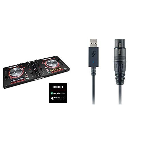 Numark Mixtrack Pro 3 + SoundSwitch DMX Micro Interface | All-In-One 2-Deck DJ Controller with Touch Capacitive Jog-Wheels + Compact USB to DMX Interface and Serato DJ Lite Included