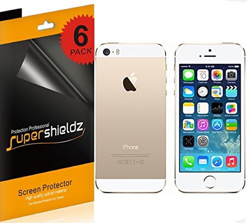 [6-Pack] Supershieldz- High Definition Clear Screen Protector for Apple iPhone 5 5S Front + Back + Lifetime Replacement [3 Front and 3 Back]