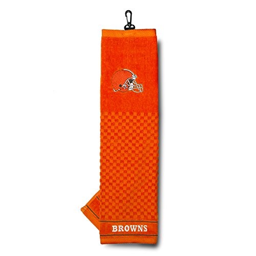 Team Golf NFL Cleveland Browns Embroidered Golf Towel, Checkered Scrubber Design, Embroidered Logo