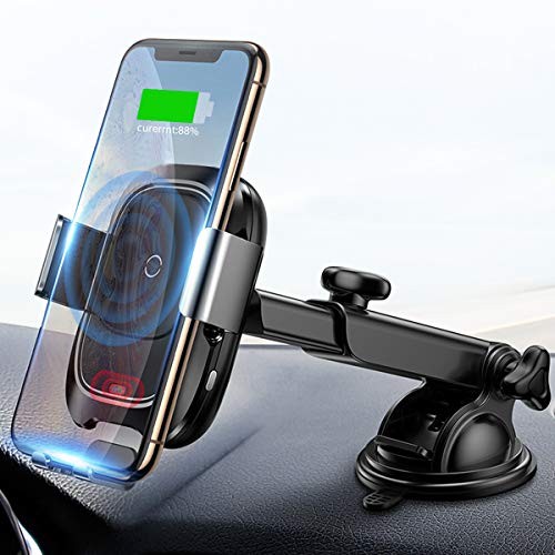 Baseus Wireless Car Charger Mount, 10w Automatic Infrared Qi Fast Charging Car Phone Holder Dashboard Compatible with iPhone Xs/Xs Max/XR/X, Galaxy Note 9/ S9/ S9+ & Other Qi-Enabled 4.0-6.5in