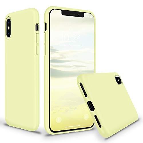 SURPHY Silicone Case for iPhone X iPhone Xs Case, Thicken Liquid Silicone Shockproof Protective Case Cover (Full Body Thick Case with Microfiber Lining) Compatible with iPhone X XS 5.8, Light Yellow