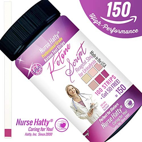 Nurse Hatty - Ketone Strips - Made in U.S.A. - High Performance Keto Test Strips Perfect for Ketogenic, Low Carb, Atkins & Paleo Diets + Free 38pg. eBook Education (100ct. + 50 Free)