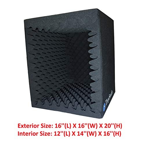 TroyStudio Portable Sound Recording Vocal Booth Box - |Reflection Filter & Microphone Isolation Shied| - |Large, Foldable, Stand Mountable, Super Dense Sound Absorbing Foam|(Black)