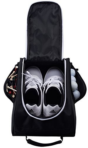 Athletico Golf Shoe Bag - Zippered Shoe Carrier Bags with Ventilation & Outside Pocket for Socks, Tees, etc. Perfect Storage (Black)