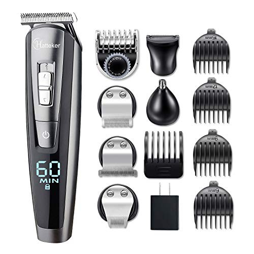 HATTEKER Beard Trimmer Kit For Men Cordless Mustache Trimmer Hair Trimmer Groomer Kit Precision Trimmer Nose Hair Trimmer Waterproof USB Rechargeable 5 In 1