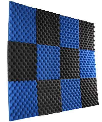 New Level 12 Pack- Ice Blue/Charcoal Acoustic Panels Studio Foam Egg Crate 1" X 12" X 12"