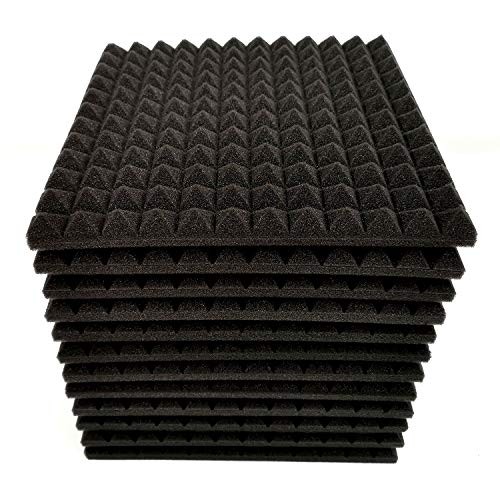 12 Pack Set Acoustic Foam Panels, Studio Wedge Tiles, 1" X 12" X 12" Acoustic Foam Sound Absorption Pyramid Studio Treatment Wall Panels