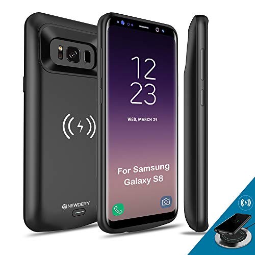 [Upgraded] Samsung Galaxy S8 Battery Case Qi Wireless Charging Compatible, Newdery 5000mAh Slim Rechargeable Extended Charger Case Compatible Samsung Galaxy S8 (2017)-(5.8" Black)