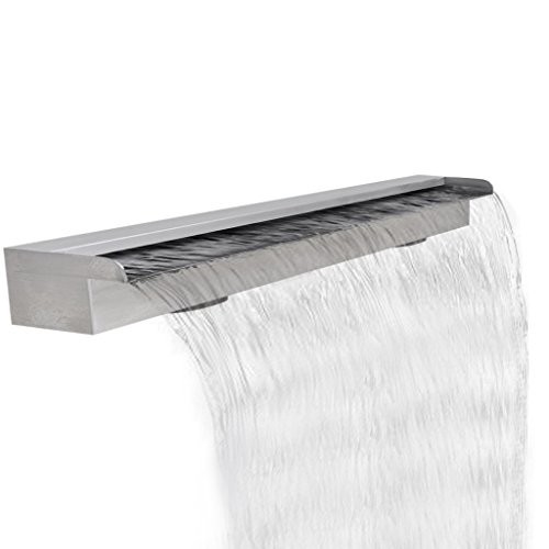 Festnight Pool Fountain Stainless Steel Waterfall Garden Outdoor Pool Fountain (47.2" x 4.5" x 3.1")