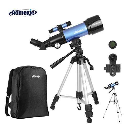 Aomekie Telescope for Adults Astronomy Beginners Kids Telescopes 70mm with 51Inch Adjustable Tripod 10X Eyepiece Phone Adapter 3X Barlow Lens and Backpack