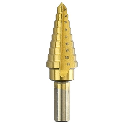 Neiko 10184A Titanium Step Drill Bit Set, High Speed Steel | 1/4" to 3/4" | Total 9 Step Sizes