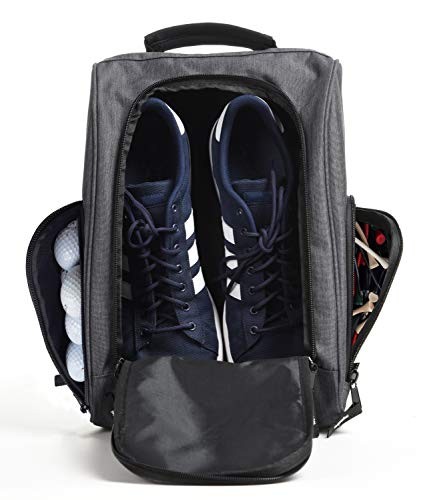 Athletico Golf Shoe Bag - Zippered Shoe Carrier Bags with Ventilation & Outside Pocket for Socks, Tees, etc. (Gray)