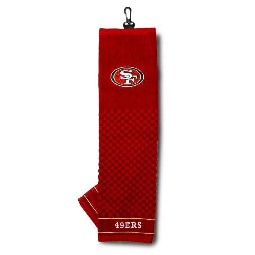 Team Golf NFL San Francisco 49ers Embroidered Golf Towel, Checkered Scrubber Design, Embroidered Logo