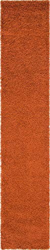 Unique Loom Solo Solid Shag Collection Modern Plush Terracotta Runner Rug (2' 6 x 13' 0)