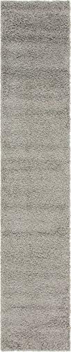 Unique Loom Solo Solid Shag Collection Modern Plush Cloud Gray Runner Rug (2' 6 x 13' 0)