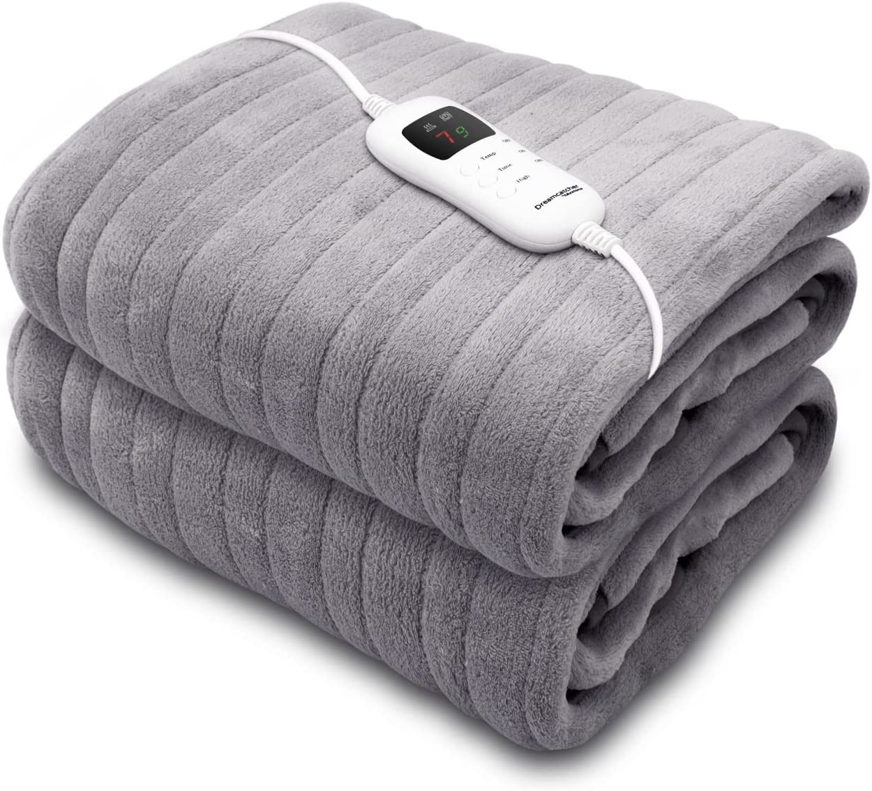 Dreamcatcher Luxurious Electric Throw Heated Throw Blanket, Large 160 x 120cm Soft Fleece Heated Blanket Throw, Large Heated Electric Blanket Overblanket with Timer 9 Control Heat Settings Grey 