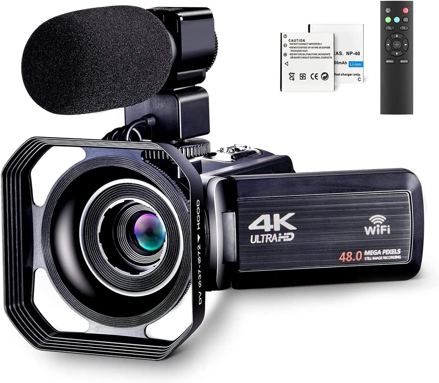 4k Video Camera Camcorder for YouTube Ultra HD 4K 48MP Vlogging Camera with Microphone & Remote Control WiFi Digital Camera 3.0" IPS Touch Screen IR Night Vision 2 Batteries, OIEXI
