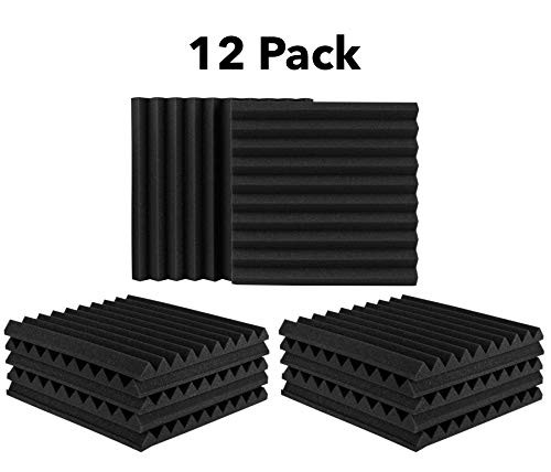 12 Pack Set Acoustic Panels, 1" X 12" X 12" Acoustic Foam Panels, Studio Wedge Tiles, Sound Panels wedges Soundproof Sound Insulation Absorbing