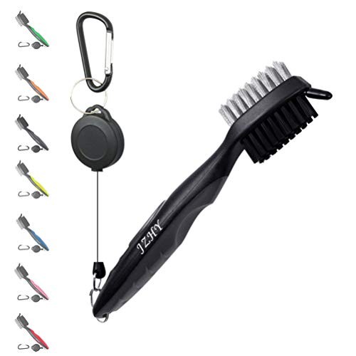 JZHY Golf Club Brush and Club Groove Sharpener Cleaner Tool Set with 2 Ft Retractable Zip-line and Carabiner， Great Golf Gift, A Must Have Kit for Golf Club Bag Accessories