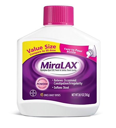 MiraLAX Laxative Powder for Gentle Constipation Relief, #1 Dr. Recommended Brand, 45 Dose Polyethylene Glycol 3350, stimulant-free, softens stool