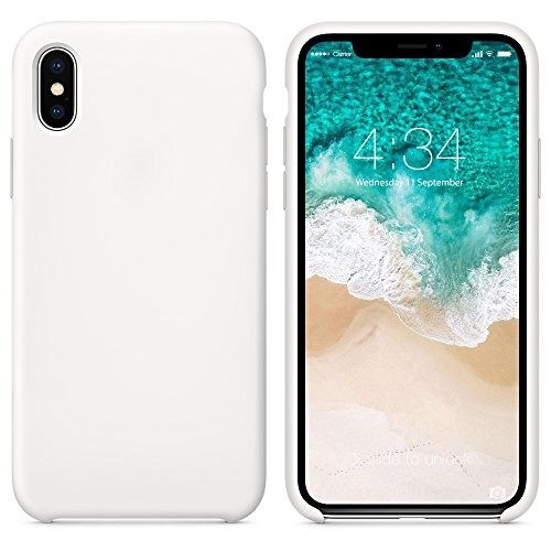 SURPHY Silicone Case for iPhone Xs iPhone X Case, Slim Liquid Silicone Soft Rubber Protective Phone Case Cover (with Soft Microfiber Lining) Compatible with iPhone X iPhone Xs 5.8", White