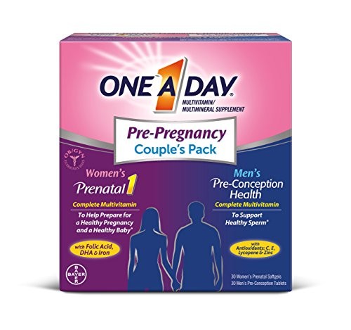 One A Day Men's & Women's Pre-Pregnancy Multivitamin, Supplement for Before, During, and Post Pregnancy, Including Vitamins A, C, D, E, B6, B12, Folic Acid, 30+30 Count