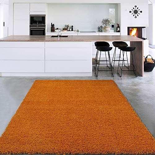 Sweet Home Stores Cozy Shag Collection Solid Shag Rug Contemporary Living & Bedroom Soft Shaggy Area Rug, 60" L x 84" W, Orange