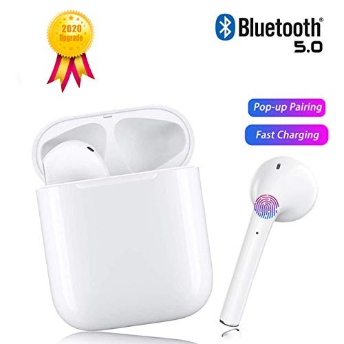 Wireless Earbuds Bluetooth Headphones 5.0 HD Stereo Headset Sports Waterproof Built in Noise Reduction Microphone with Fast Charging Case Compatible with iPhone Android Apple Airpods Samsung