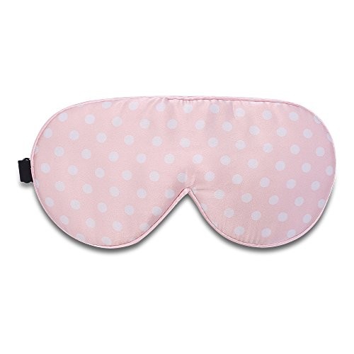 Alaska Bear Natural Silk Sleep Mask, Blindfold, Super Smooth Eye Mask (Pink Polka Dot)