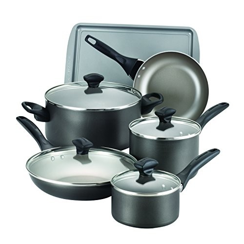 Farberware 21896 Safe Nonstick Cookware Set, Pewter