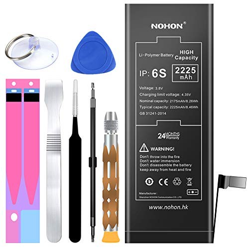 2225 mAh Battery Replacement Compatible for iPhone 6s, NOHON High Capacity Li-ion Battery with Complete Repair Tool Kit and Instructions - Included 24 Months Warranty