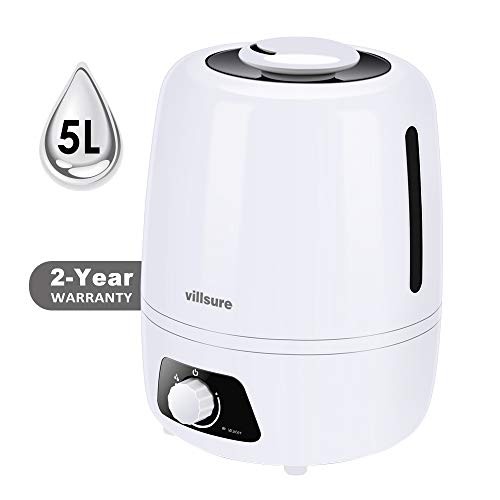 Winjoy Cool Mist Humidifier, 5L Home Ultrasonic Humidifiers for Bedroom and Babies, Large-Capacity Vaporizer for Large Room, Whisper-Quiet, Auto Shutoff, 360° Rotatable Mist Outlets, 2-Year Warranty