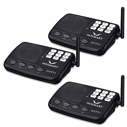 Wireless Intercom System Hosmart 1/2 Mile LONG RANGE 7-Channel Security Wireless Intercom System for Home or Office (2018 New Version) [3 stations Black][NOT WIRELESS CHARGER]