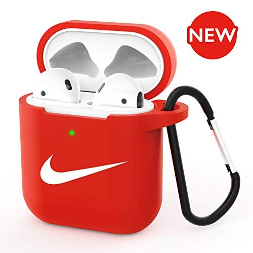 ODUMDUM Upgrade AirPods Case Silicon Protective Cover Compatible with Apple AirPods 2 & 1 (Front LED Visible) Red