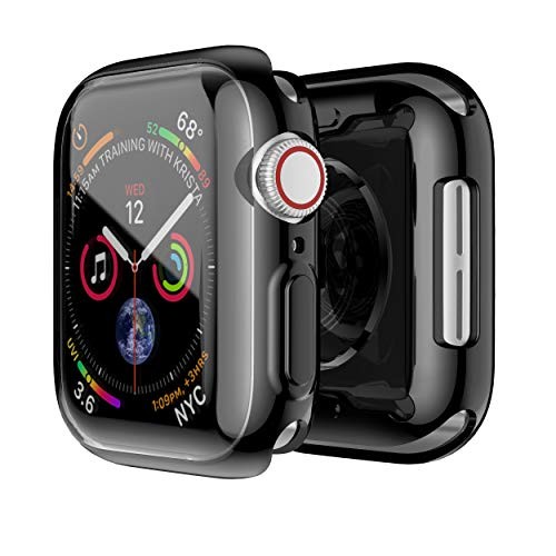 smiling Apple Watch 4 Case with Buit in TPU Screen Protector 44mm- All Around Protective Case High Definition Clear Ultra-Thin Cover Apple iWatch 44mm Series 4(Black, 44mm)