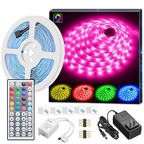 MINGER LED Strip Lights, 16.4ft RGB LED Light Strip 5050 LED Tape Lights, Color Changing LED Strip Lights with Remote for Home Lighting Kitchen Bed Flexible Strip Lights for Bar Home Decoration