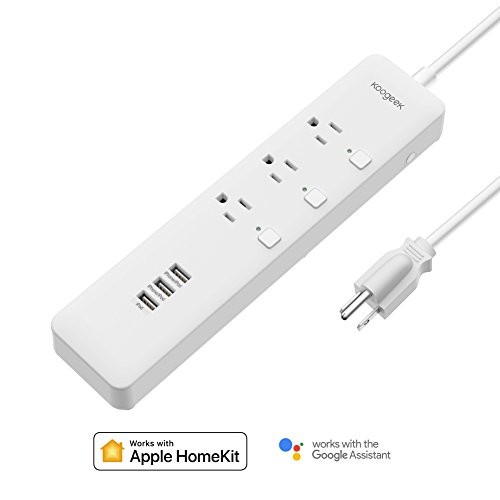 Koogeek Smart Power Strip, WiFi Surge Protector with 5ft cord Works with Apple HomeKit, Alexa & Google Assistant, 3 Outlets with 3 USB Charging Ports Individual Control, Timers, no hub required