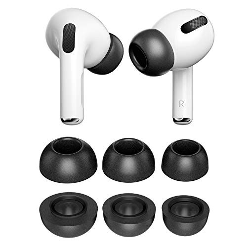 PZOZ 3 Pairs Replacement Ear Tips Compatible with Apple AirPods Pro, Memory Foam Reducing Noise in-Ear Eartips(Fit in The Charging Case) (S/M/L, 3 Pairs, Black)