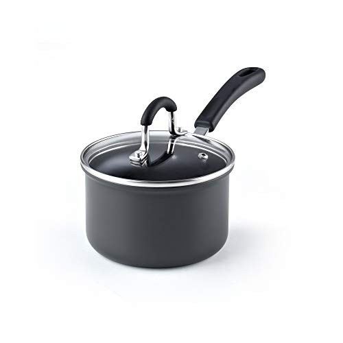 Cook N Home 2632 02632, Black 1.5QT/14CM Anodized Nonstick Saucepan, 1.5 Quarts,