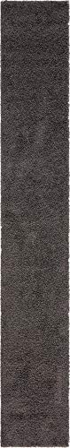 Unique Loom Solo Solid Shag Collection Modern Plush Graphite Gray Runner Rug (2' 6 x 16' 5)