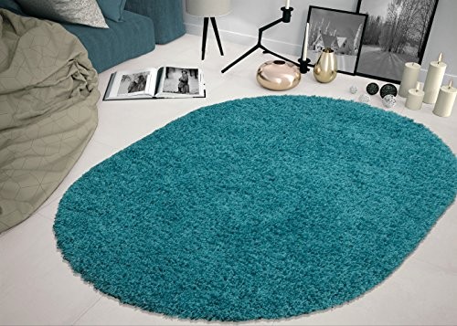 Sweet Home Stores COZY2766-OVAL Shaggy Rug, 5'3" x 7'0" Oval, Turquoise